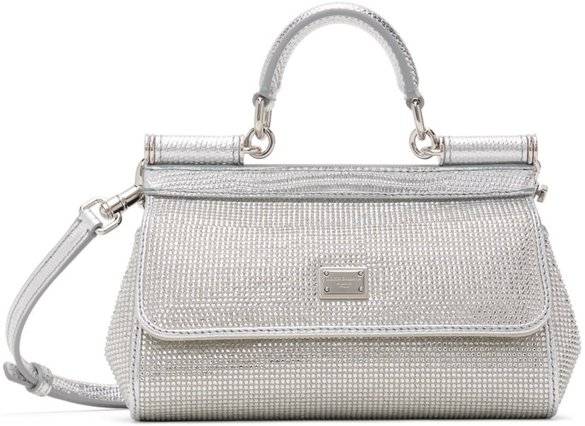 Дамска чанта Dolce & Gabbana Silver Kim Kardashian Small Sicily Bag Сиво | BB7116 AN241