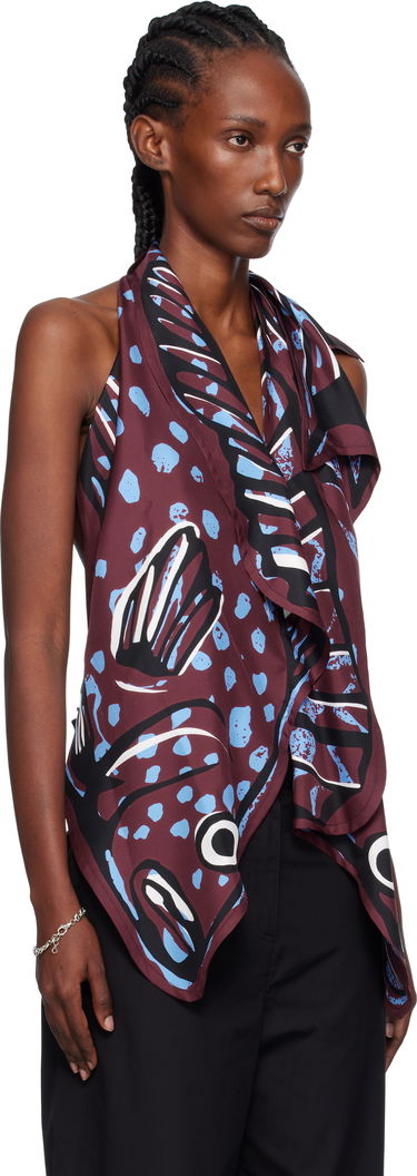 Потник Bottega Veneta Bottega Veneta Silk Twill Printed Halter Top Бургунди | 833135 V5JY0, 1