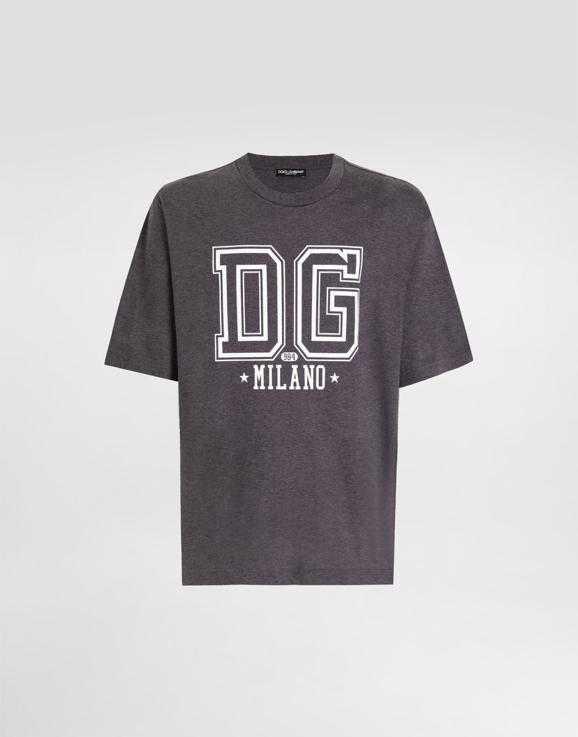 Тениска Dolce & Gabbana Cotton T-shirt with DG MILANO 984 Print Сиво | G8PN9TG7PLQS8292