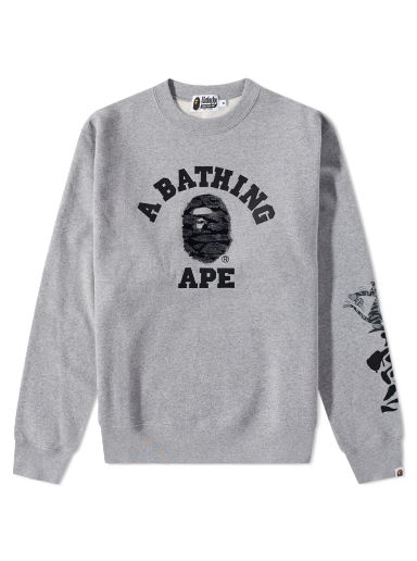 Суитчър BAPE Tiger Camo College Relaxed Fit Crew Sweatshirt Сиво | 001SWI701001F-GRA