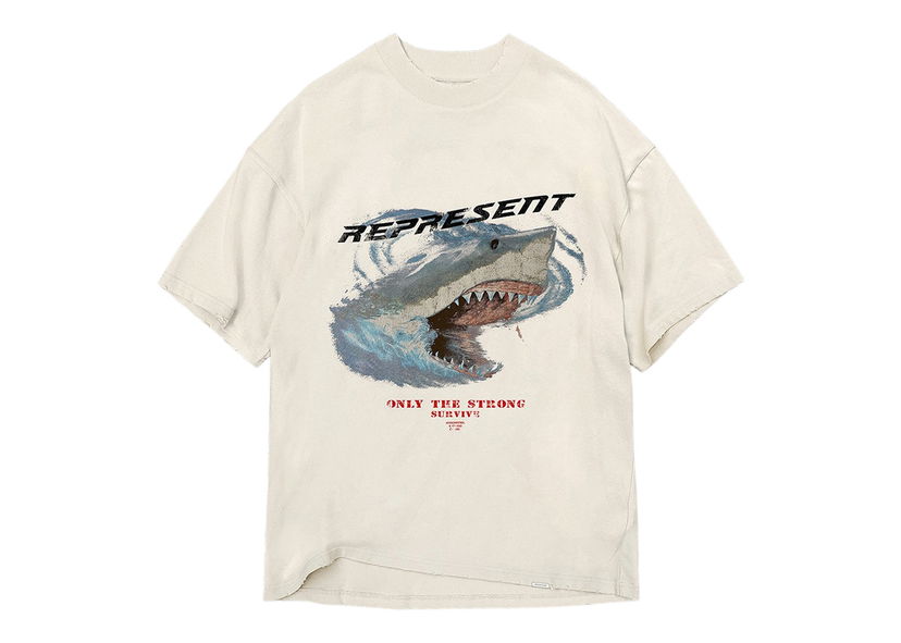 Тениска Represent Clo Represent Only The Strong Survive Shark T-Shirt Vintage White Бяло | M05073-02