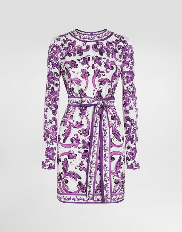 Dolce & Gabbana Majolica-Print Charmeuse Mini Dress