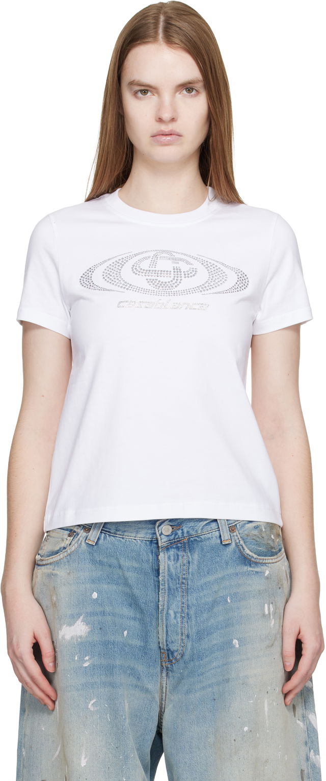 Crystal Warped Logo Fitted Short Sleeve T-shirt