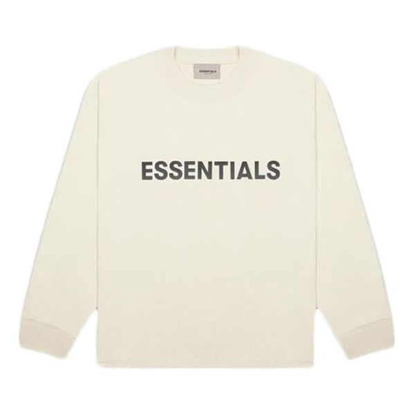 Пуловер Fear of God Essentials 3D Silicon Applique Boxy Long Sleeve Tee Бежово | FOG-SS20-412, 0