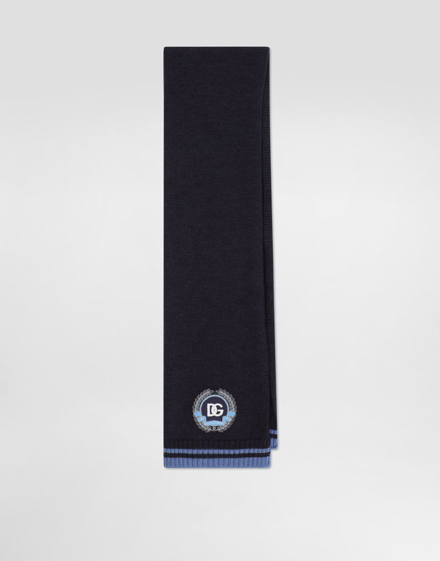 Dolce & Gabbana Knitted Scarf with Embroidered DG Patch