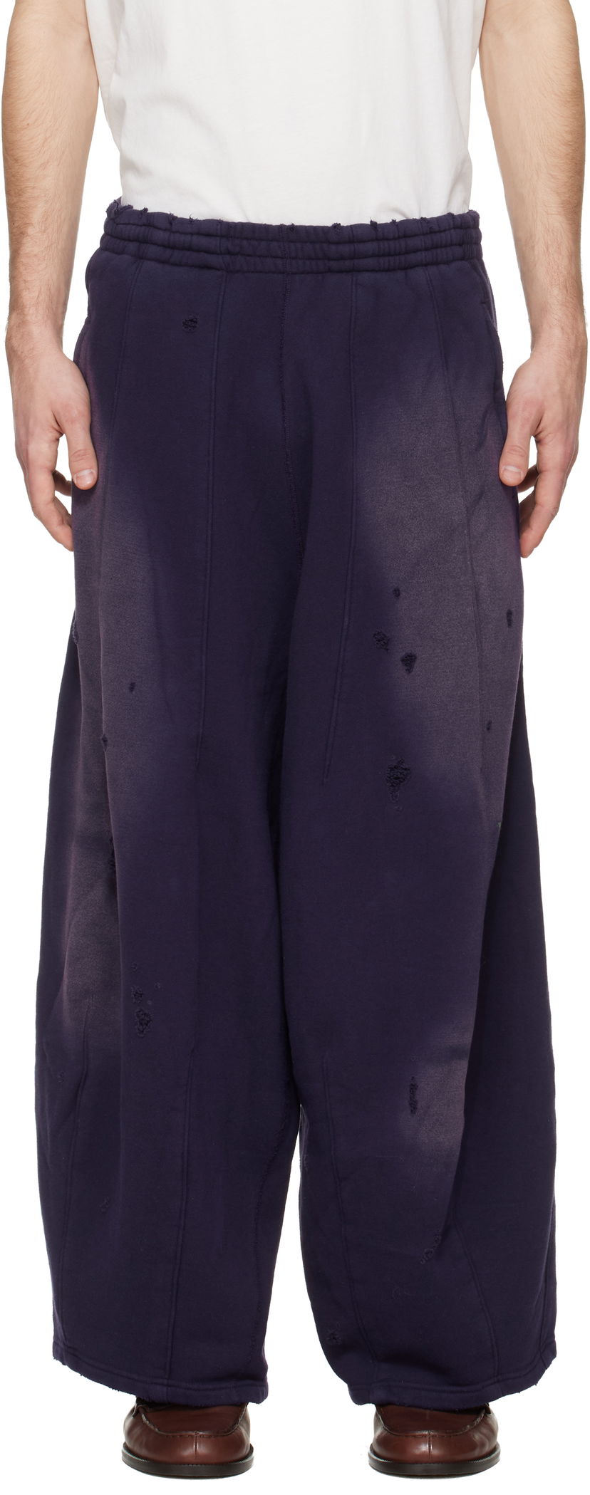 Спортни панталони Needles Darts H.D Distressed Wide-Leg Sweatpants Лилаво | RW337