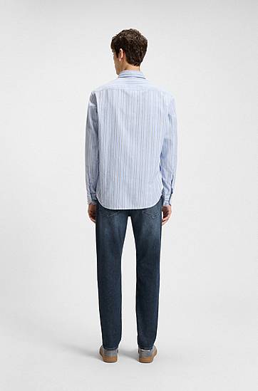 Дънки BOSS Tapered-Fit Comfort-Stretch Denim Jeans Синьо | 50544651, 1