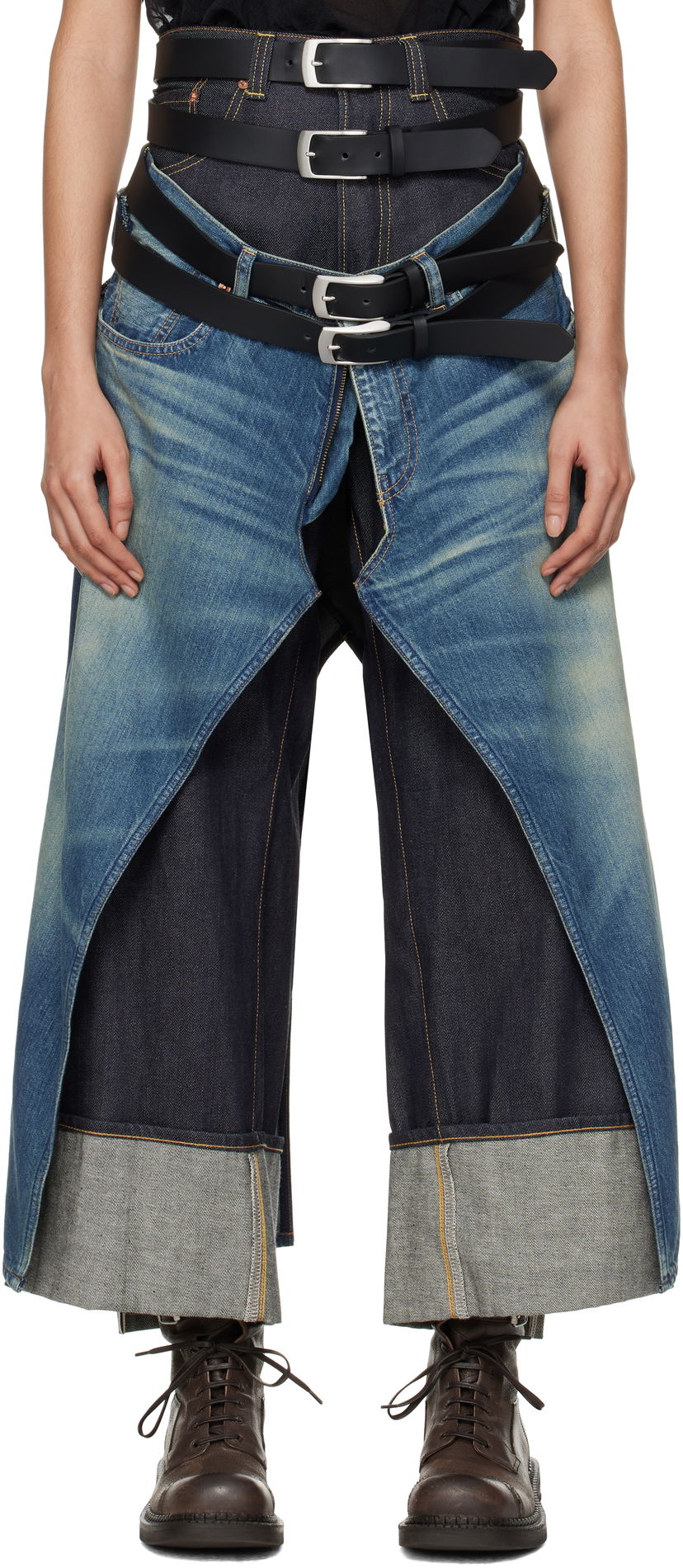 Колани Junya Watanabe Layered Indigo & Blue Edition Jeans Черно | JN-P101-100