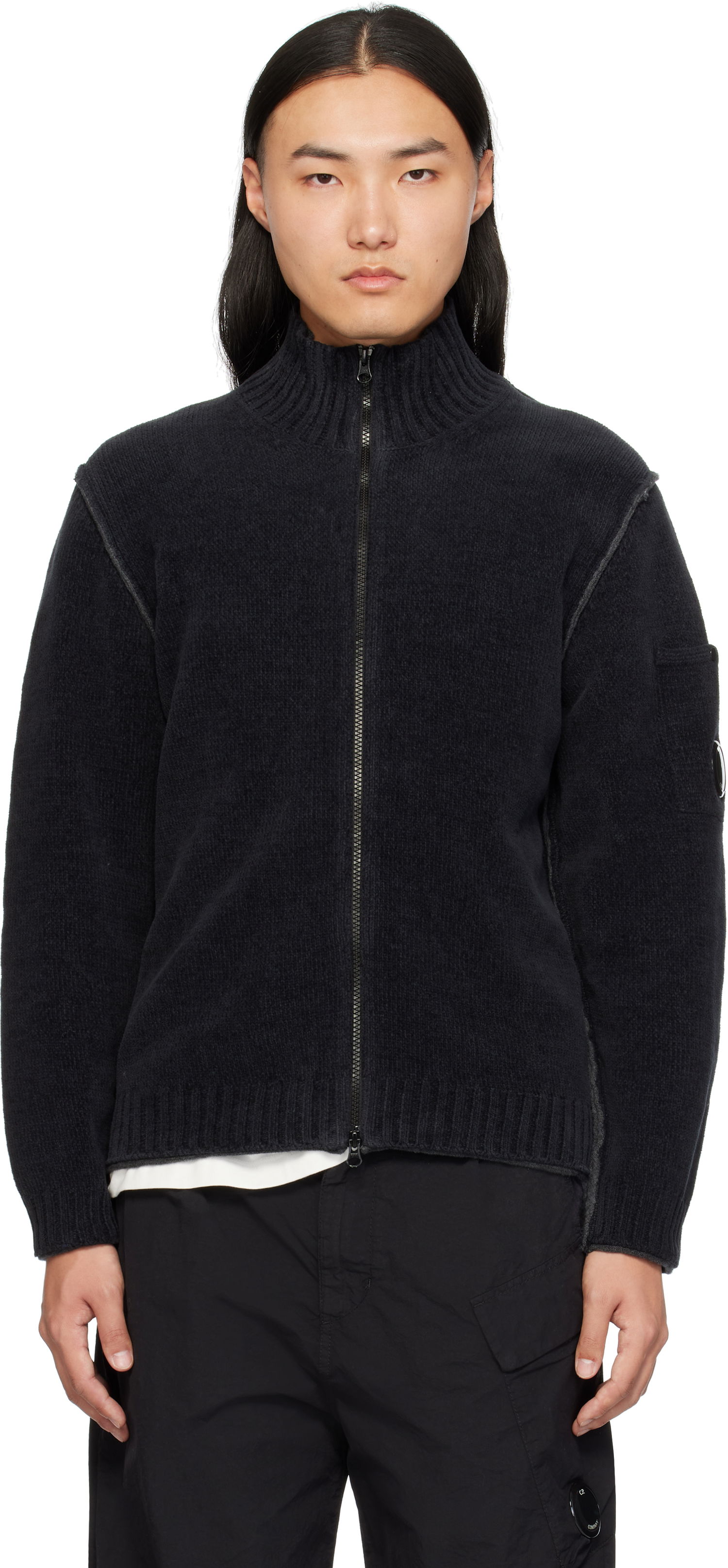 Пуловер C.P. Company Double Zipped Knit Sweater Черно | 17CMKN189A-110190G, 0