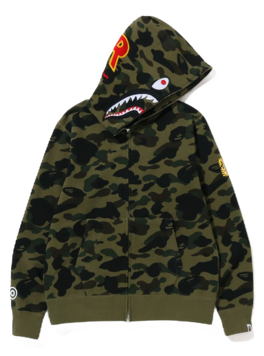 Суитчър BAPE PONR 1St Camo Shark Full Zip Hoodie Зелено | 1I80-115-015