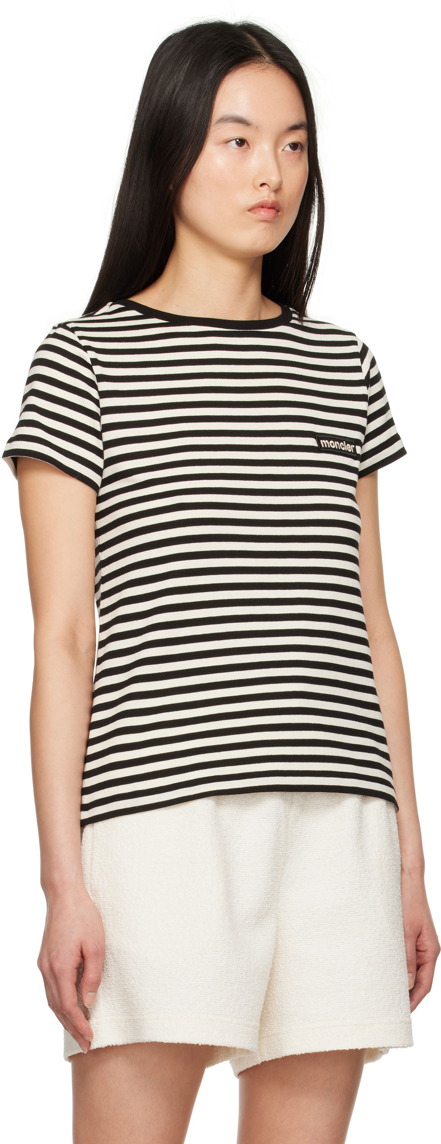 Тениска Moncler Moncler Striped T-Shirt Черно | K10938C0004989AZC, 1