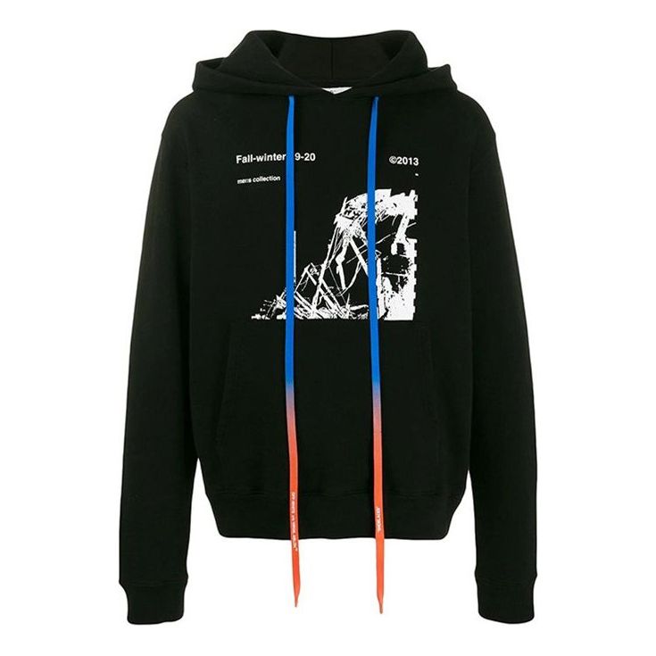 Суитчър Off-White Off-White Pattern Print Hoodie Черно | OMBB034F19E300131001