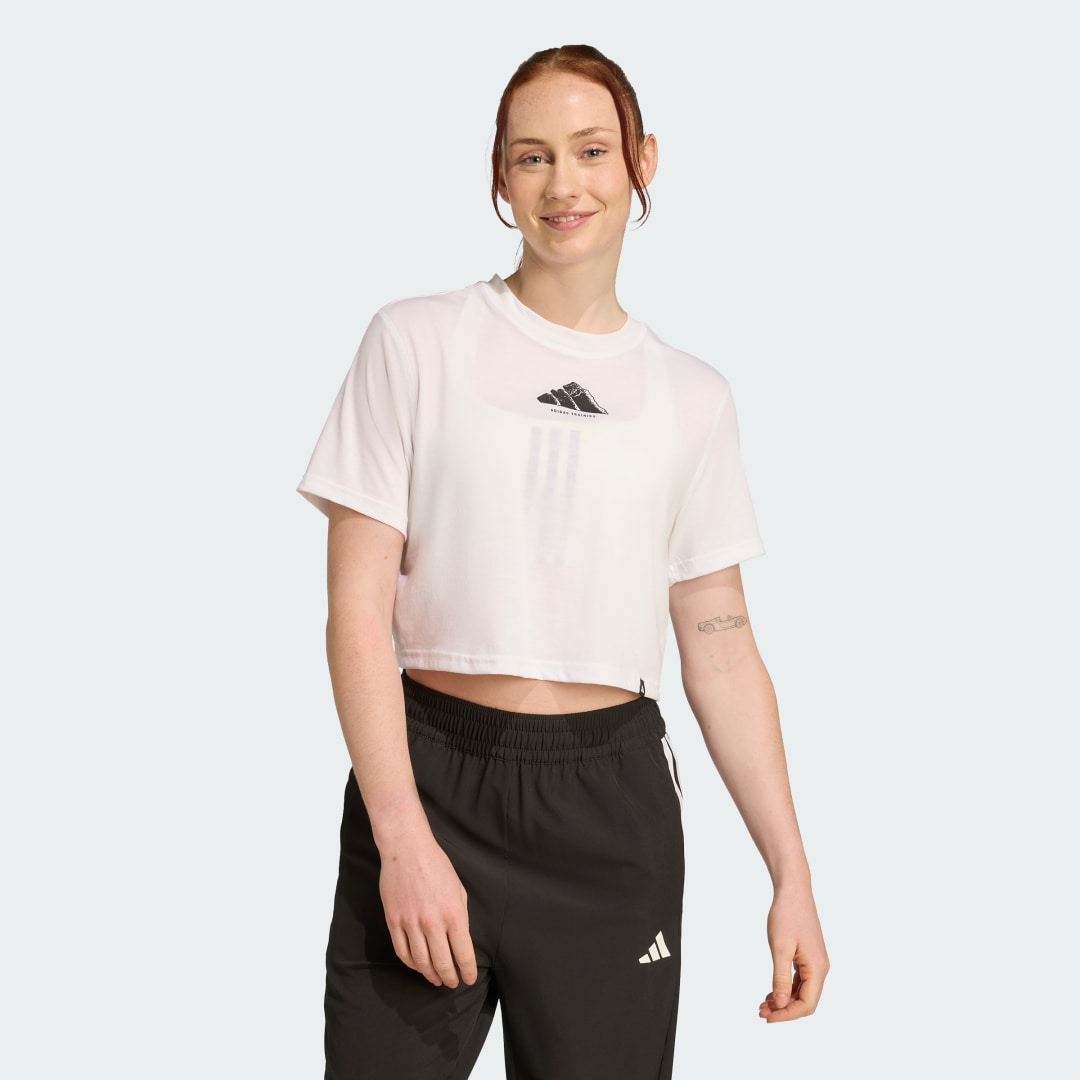 Съкратен топ adidas Performance CLIMACOOL Graphic Training Cropped T-Shirt Бяло | JY3370, 0