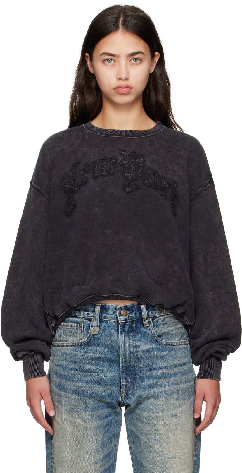 Суитчър R13 R13 'New York' Balloon Crewneck Sweatshirt Черно | R13WK260-K001O