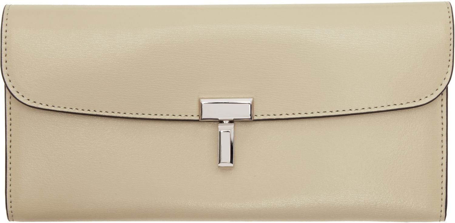 Портфейл TOTEME TOTEME T-Lock Leather Wallet Бежово | 251-WAM0041-LE0025, 0