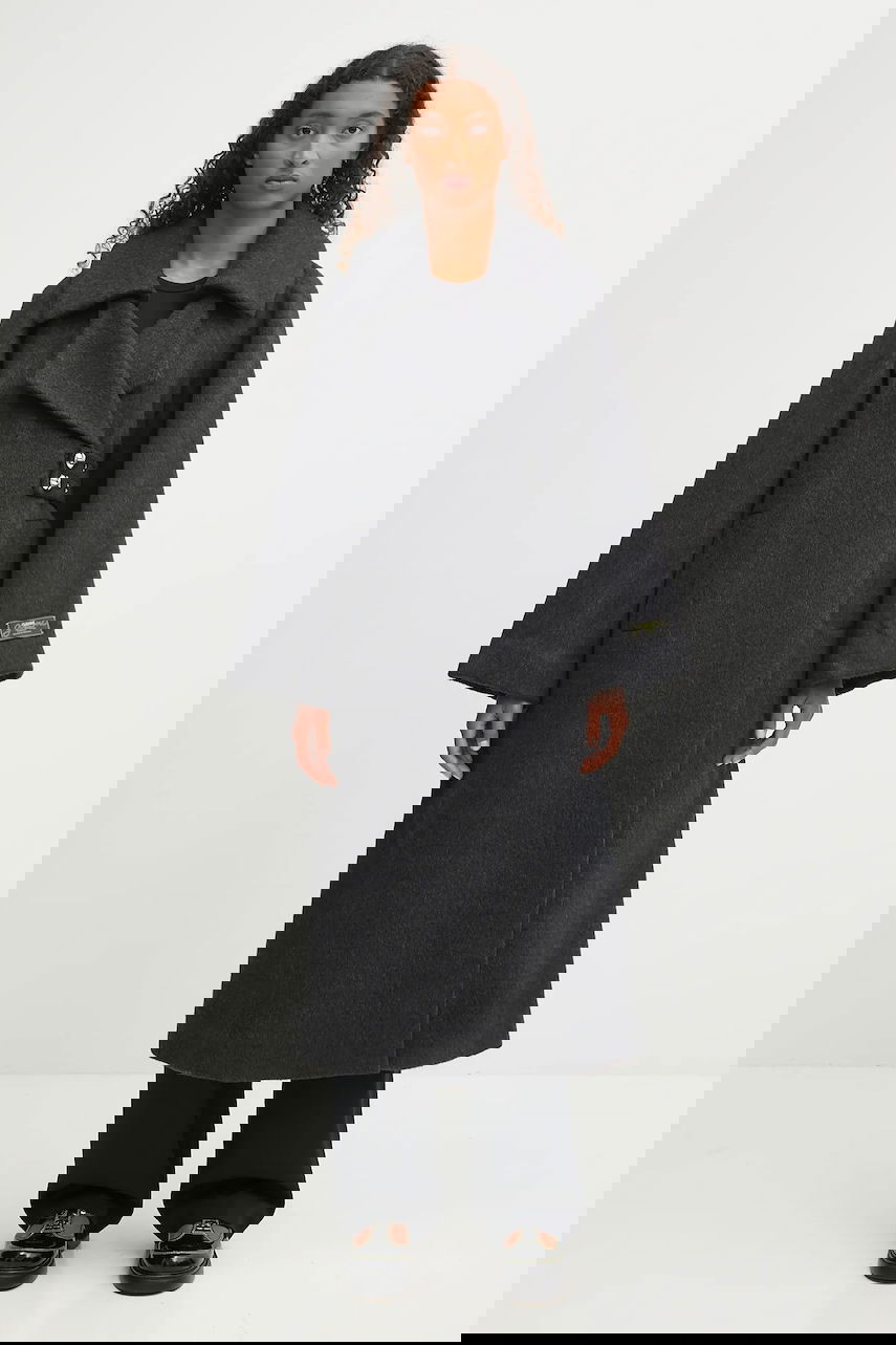Палта GANNI GANNI Double Face Wool Coat Сиво | W0505, 0