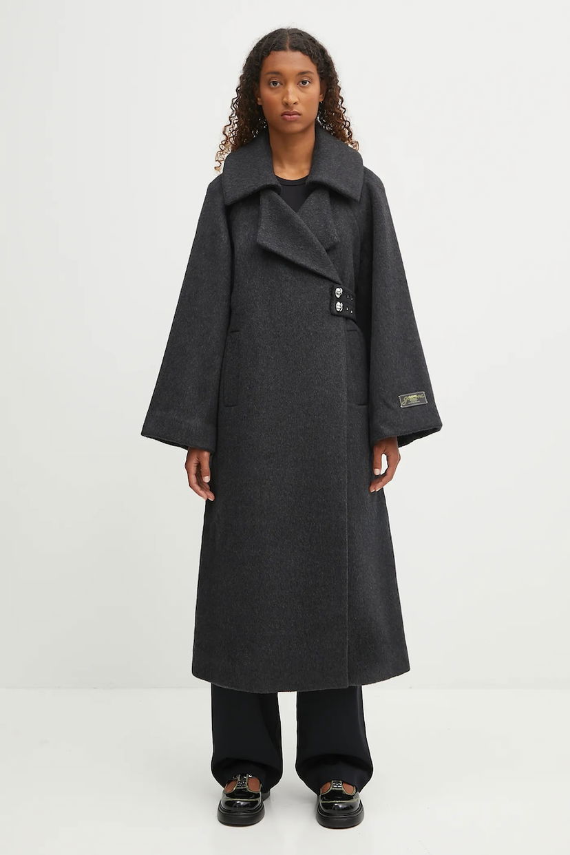 Палта GANNI GANNI Double Face Wool Coat Сиво | W0505