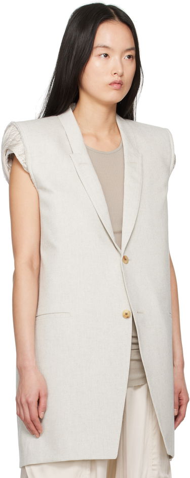 Жилетка Rick Owens Rick Owens Hollywood Dirt Tailored Sleeveless Denim Blazer Бежово | RP01E7768 DRD, 1