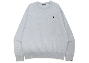 Пуловер BAPE Ape Head One Point Relaxed Fit Crewneck Сиво | BAPE-POINT-CREW-GREY, 0