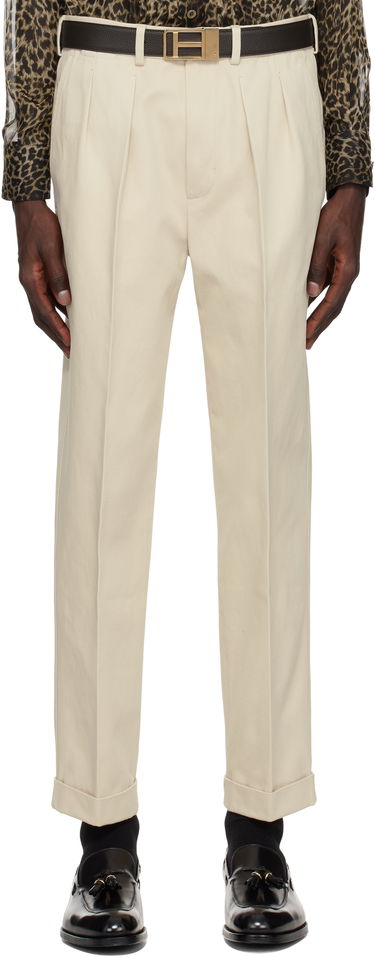 Панталони Tom Ford TOM FORD Double Pleat Gabardine Trousers Бежово | SHP004-FMC187S25, 0
