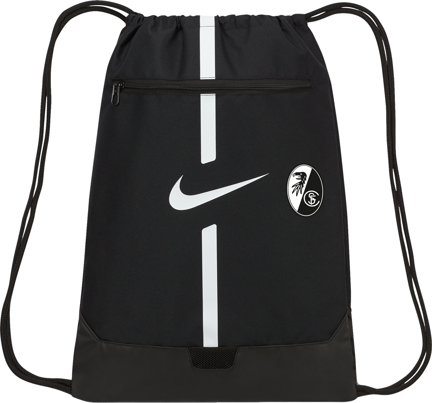 Спортна торба Nike SC Freiburg Gymsack with Zippered Pocket and Vertical Stripes Черно | 5scfda5435-nocode, 0