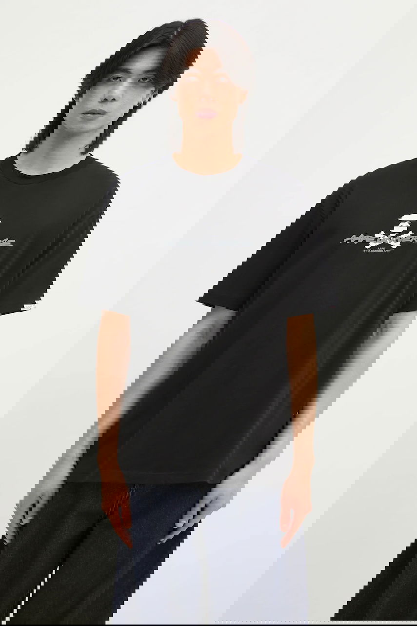 Тениска AAPE by A Bathing Ape Printed T-shirt Moon Face Logo Черно | AAPTEM1564XXN, 0