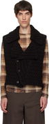 Dries Van Noten Merino Wool Chunky Knit Shawl Collar Vest
