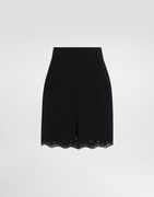 Dolce & Gabbana Double Crepe Wool Skirt with Lace Trim