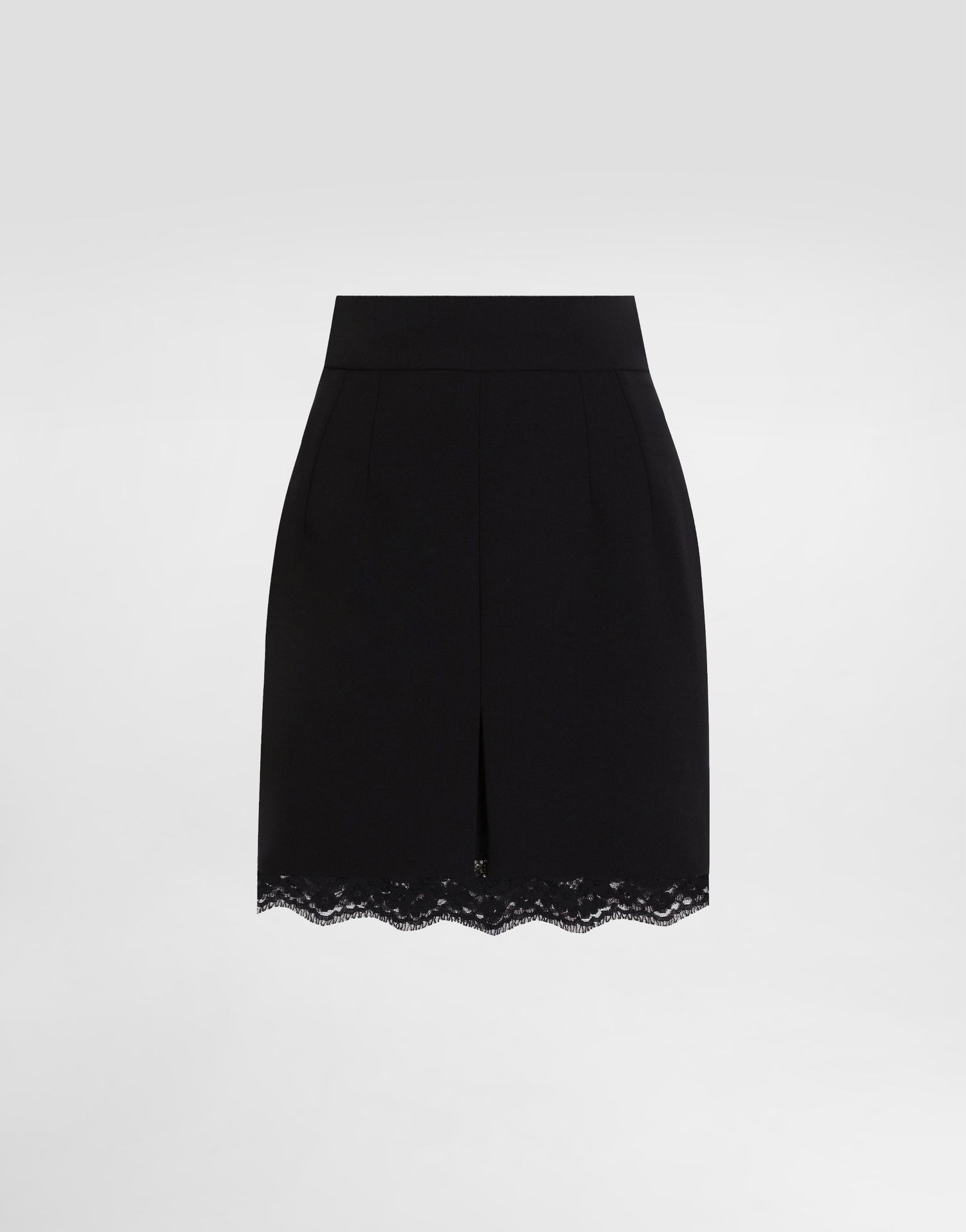 Пола Dolce & Gabbana Dolce & Gabbana Double Crepe Wool Skirt with Lace Trim Черно | F4BS7TFU2L8N0000, 0
