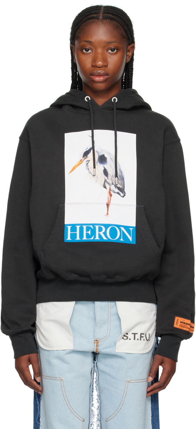 Суитчър HERON PRESTON Bird Painted Hoodie Черно | HWBB024F23JER0021046, 0