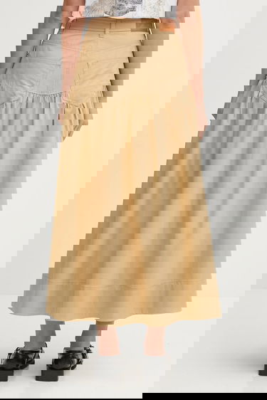 Пола GANNI GANNI Classic Summer Suiting Maxi A-Line Skirt Бежово | W0620, 2