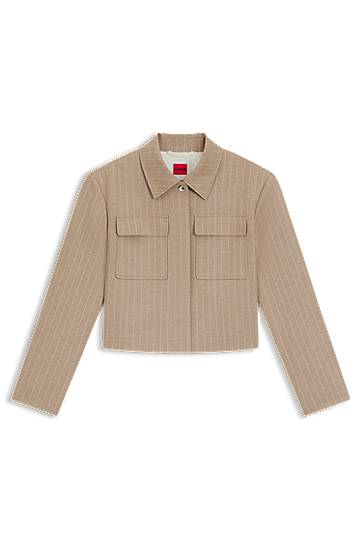 Яке BOSS Relaxed Fit Pinstripe Flannel Blazer Бежово | 50542658, 0