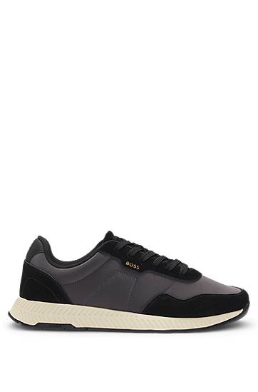 Облекло BOSS Mixed-Material with Suede Trims Сиво | 50536469, 1