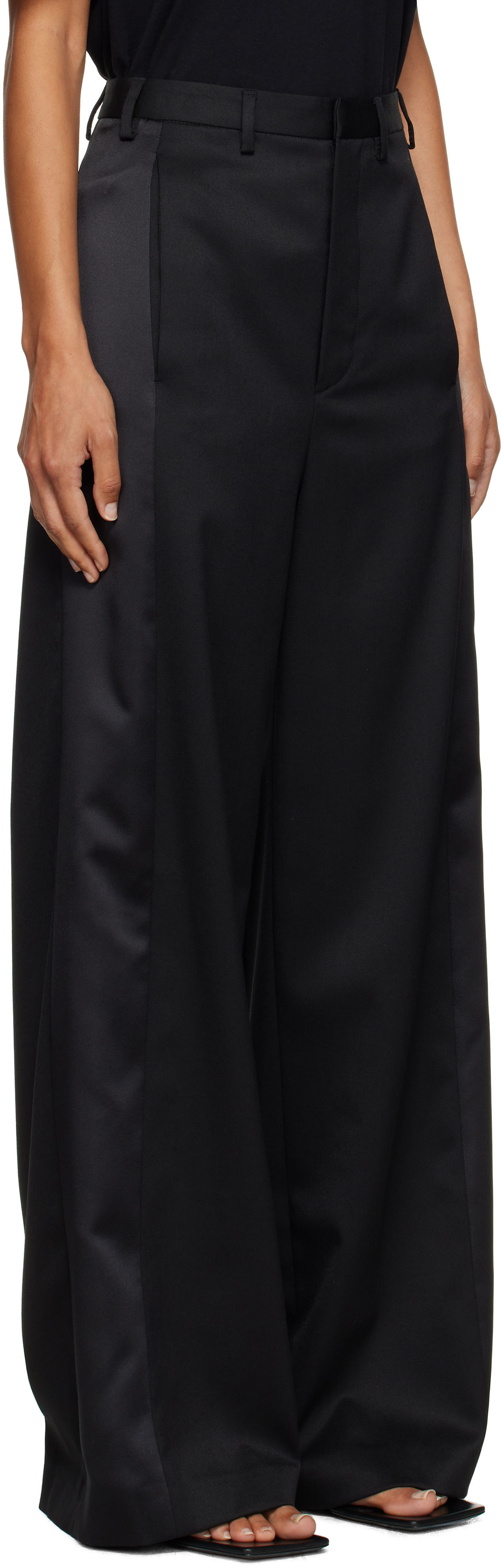 Панталони Maison Margiela MM6 Maison Margiela Tailored Wool Wide-Leg Trousers Черно | S52KA0541 S47848, 1