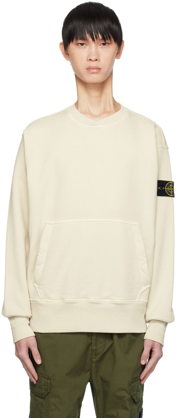 Суитчър Stone Island Garment-Dyed Sweatshirt "Off-White" Бежово | 791567555, 0