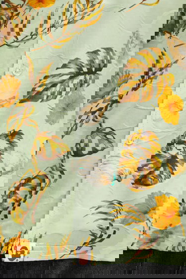 Риза BAPE Relaxed Silk Blend Vacation Pattern Open Collar Shirt Зелено | 1L30132308, 3