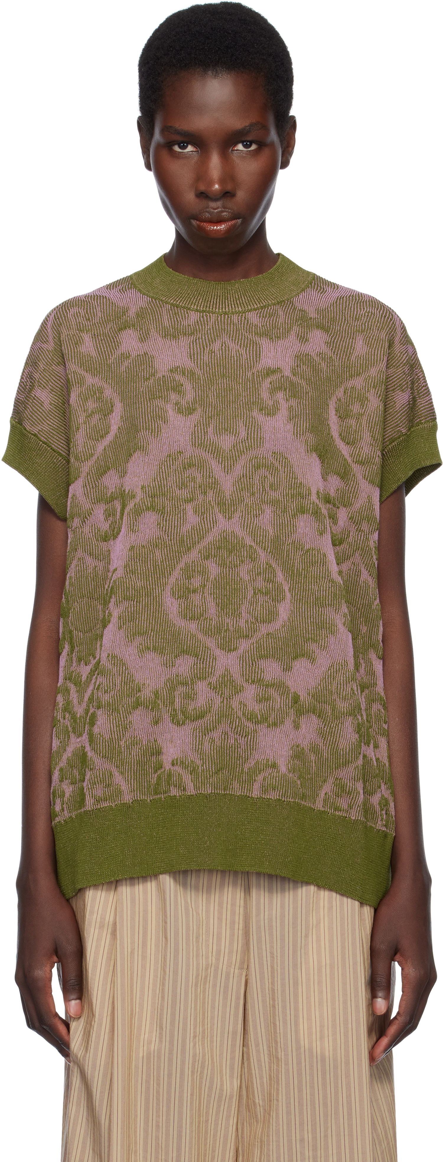 Пуловер Dries Van Noten Dries Van Noten Jacquard Knit Top Зелено | 251-011227-1716, 0