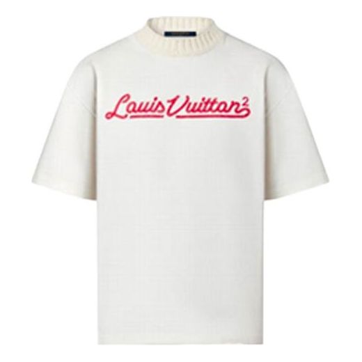 Тениска Louis Vuitton Knit Collar Logo T-Shirt Бяло | 1A9GMM