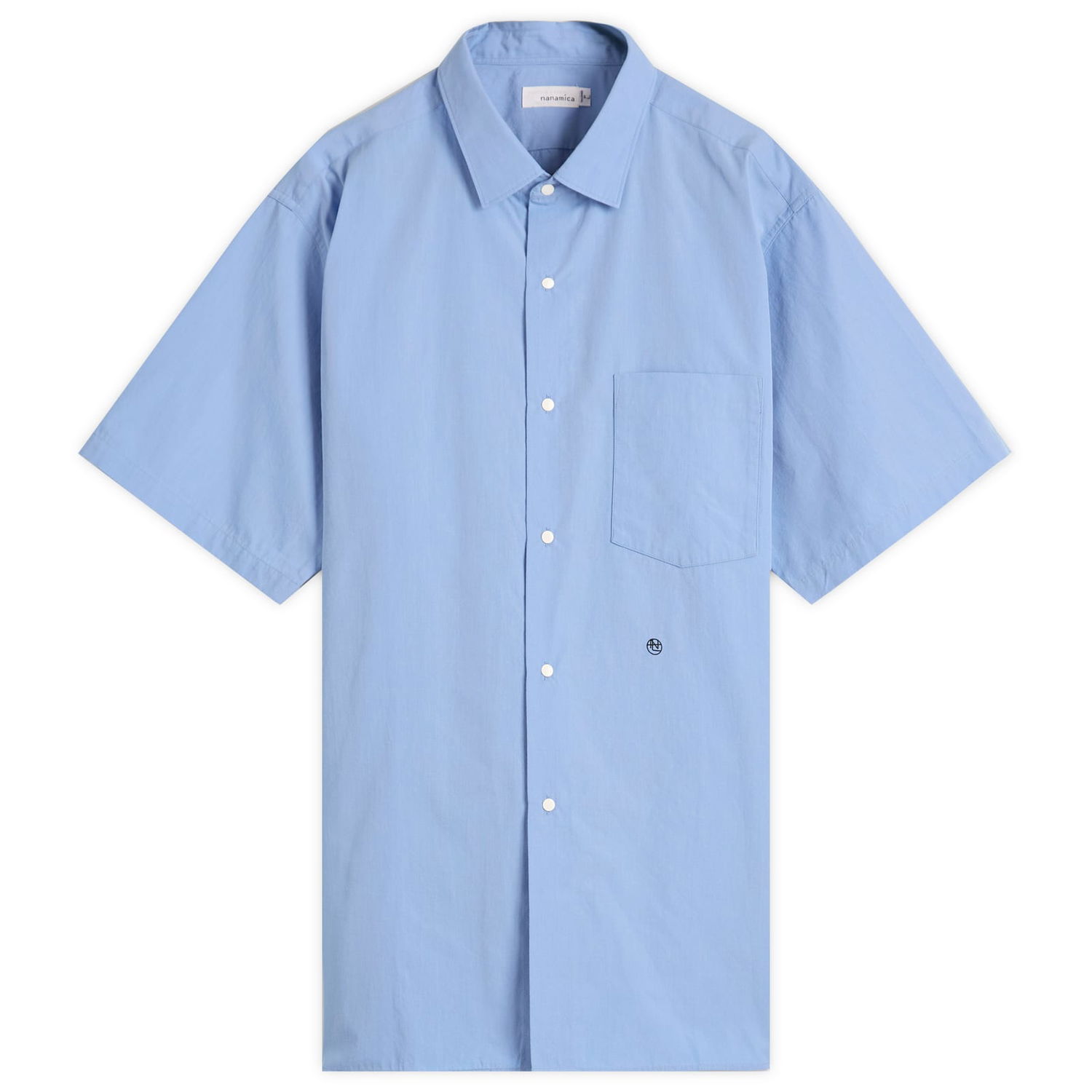 Риза NANAMICA Nanamica Regular Collar Wind Short Sleeve Shirt, Size Large Синьо | SUGS405E-SX, 0