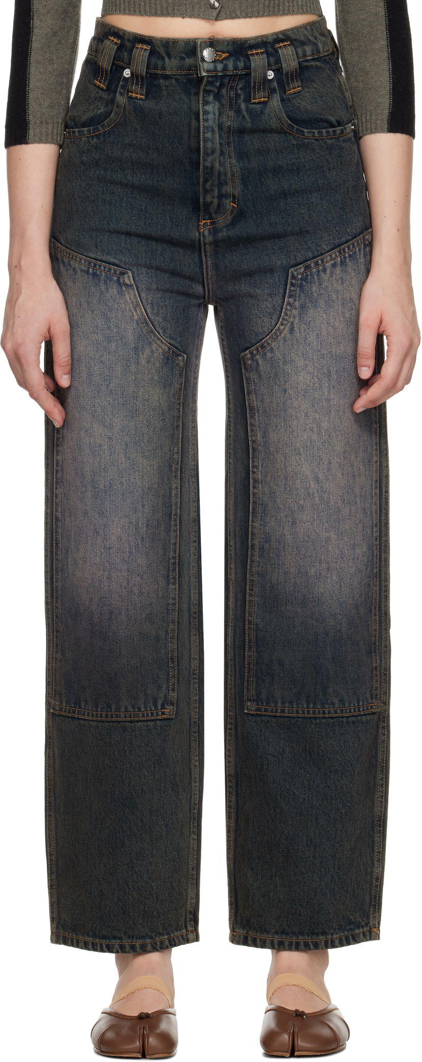 Дънки Eckhaus Latta Eckhaus Latta Double Knee Baggy Jeans Синьо | 1229-EL-PF25-MR -