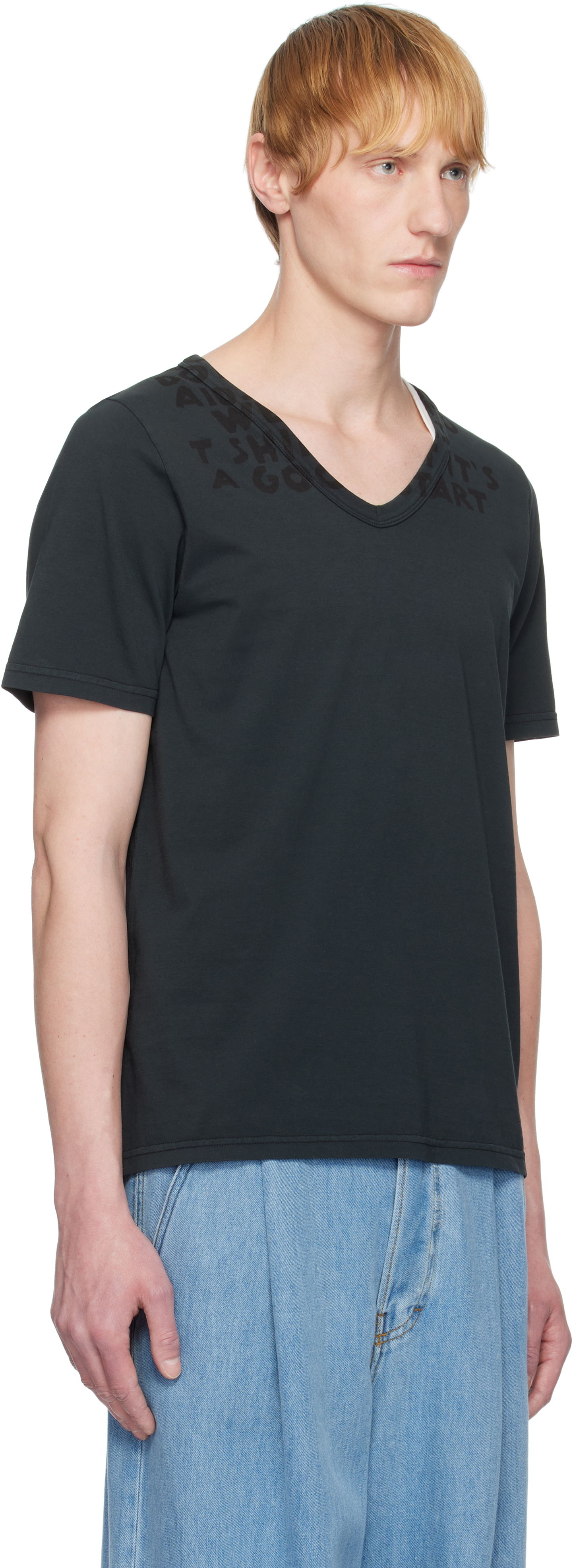 Тениска Maison Margiela MM6 Maison Margiela V-Neck Jersey T-Shirt Черно | SH2GC0022 M20115, 1