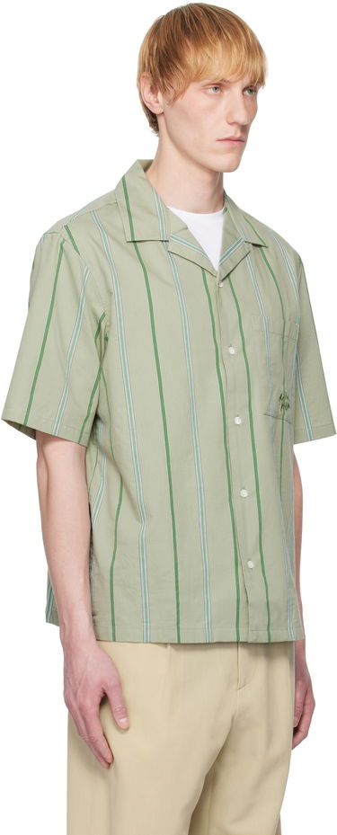 Риза MAISON KITSUNÉ Maison Kitsuné Resort Striped Shirt Зелено | OM00421WC5029, 1