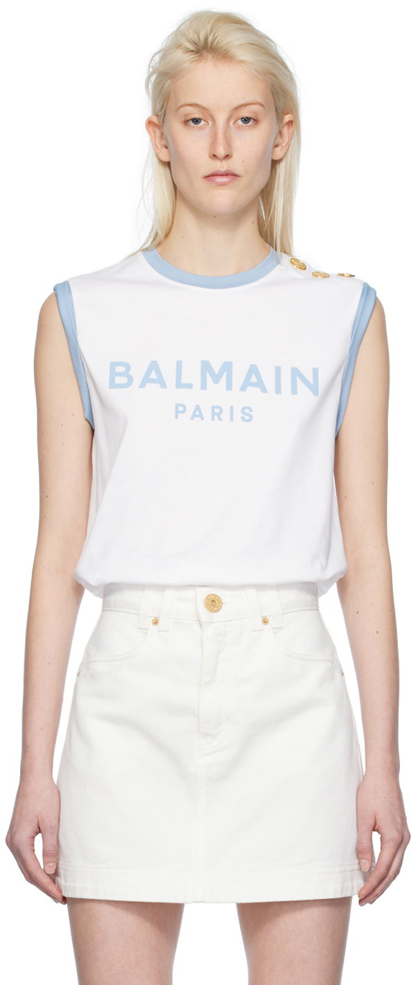 Потник Balmain Three-Button Tank Top Бяло | CF1ED002BB02