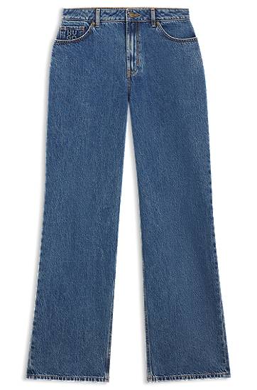 Дънки BOSS Wide-Leg Jeans with Stacked Logo Синьо | 50550597, 0