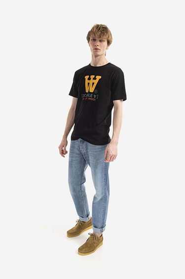 Тениска WOOD WOOD Typo Print T-shirt Черно | 10285700.2222, 1