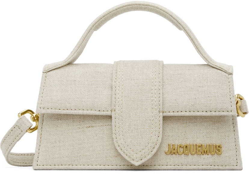 Дамска чанта Jacquemus Les Classiques 'The Bambino' Small Linen-Blend Top-Handle Flap Bag Бежово | 22HBAW00006AW00094