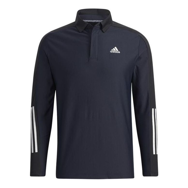 Поло тениска adidas Originals Stripe Fleece Lined Golf Polo Shirt Тъмно синьо | GT3424