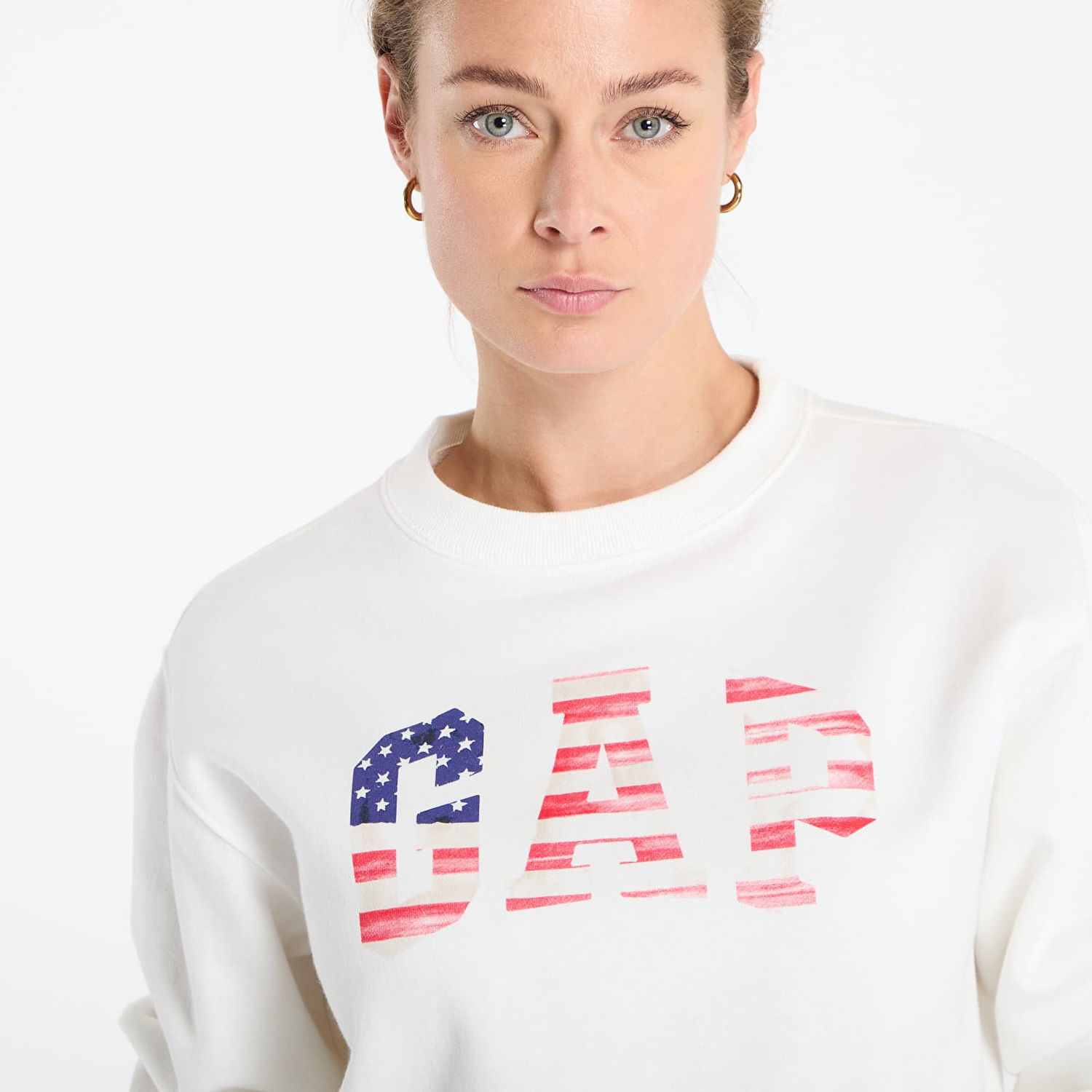 Суитчър GAP Heritage Logo Sweatshirt Бяло | 782487-01, 1