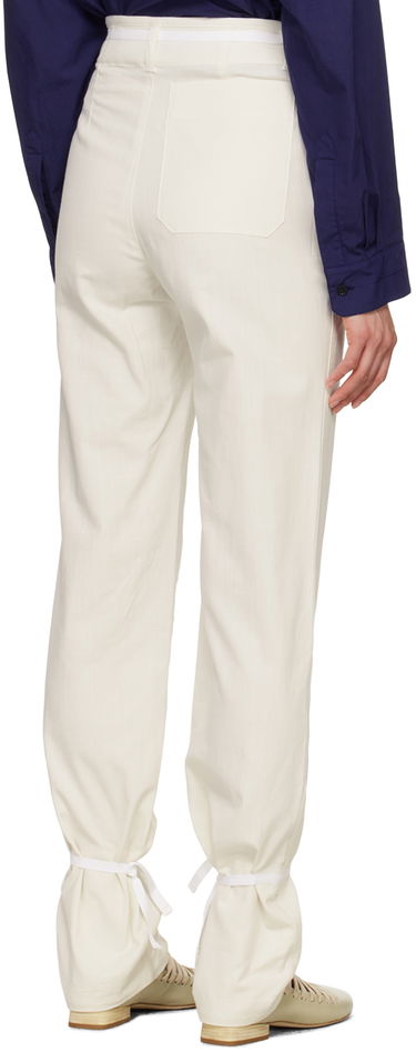 Панталони LEMAIRE Straight Leg Tie Hem Trousers Бяло | PA1098 LF1253, 2
