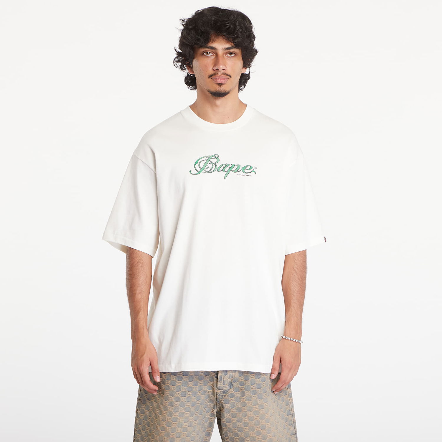 Тениска BAPE A BATHING APE Logo Relaxed Fit Short Sleeve Tee Ivory Бяло | 001TEK801316M IVY, 0